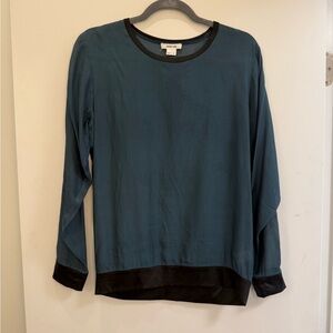 Helmut Lang Teal and Black Long Sleeve Top
